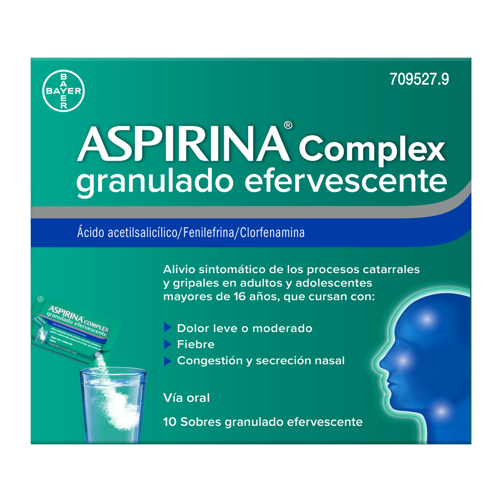 ASPIRINA COMPLEX 10 Sobres. Granulado Efervescente. Cómpralo online.